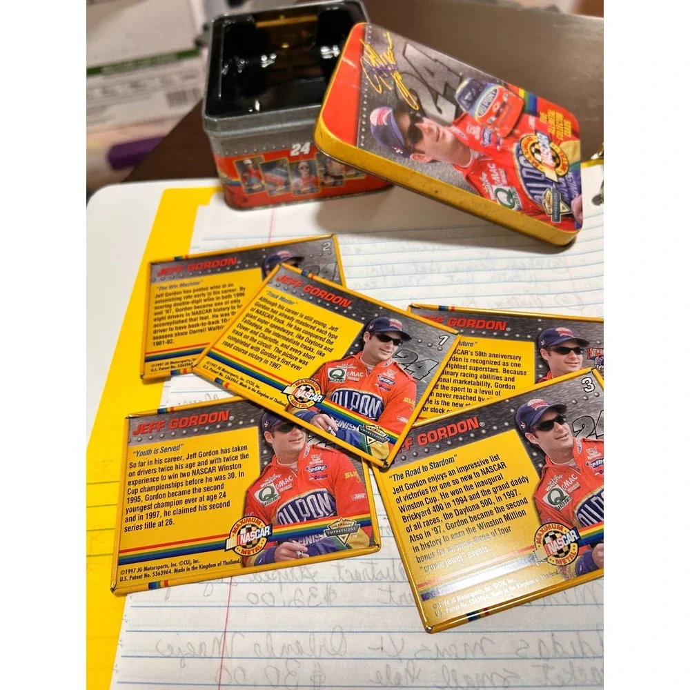 1997 Jeff Gordon 24 NASCAR Maximum Metal 5 Card Set Metallic‎ Impressions Tin